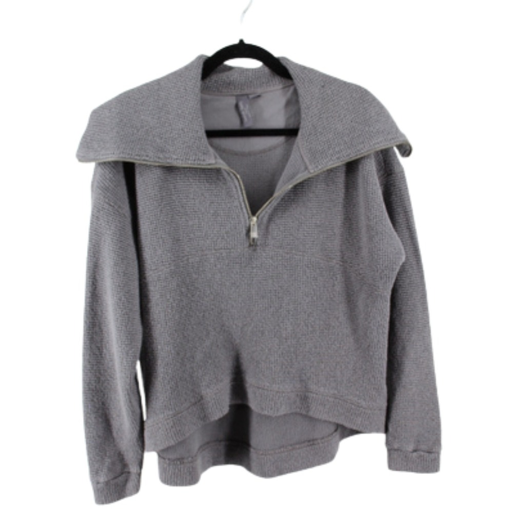 Sweaty Betty Boucle Half Zip Sweatshirt Womens US 6 Gray Cozy Pullover Sweater